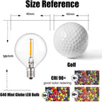 25PCS Vintage G40 LED Light Bulbs 1W E12 220V Warm White 2200K Clear Glass Equal 7W Incandescent String Light Replacement Bulb