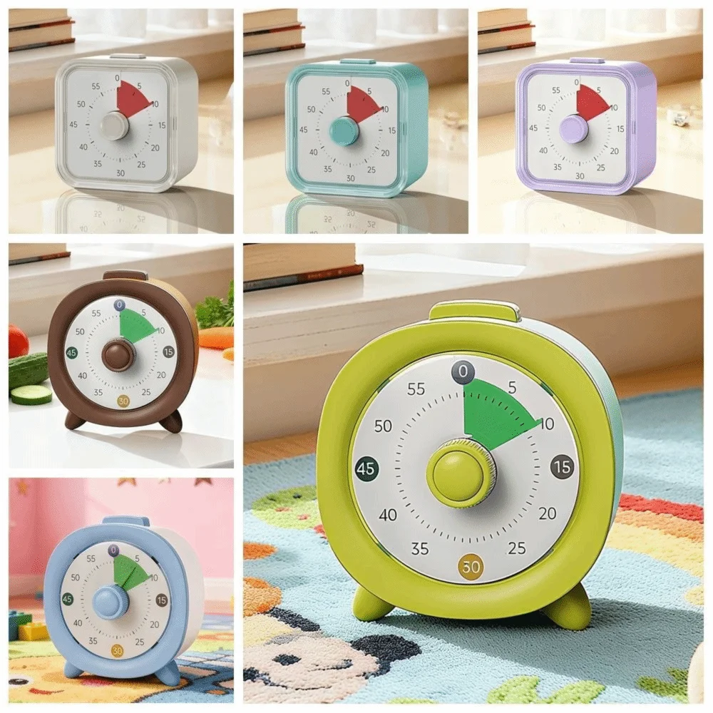 60 Minutes Visual Timer Ultra Silent Visualization Countdown Alarm Clock Self-discipline Round/Square Kitchen Timer