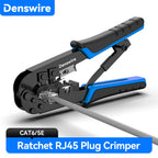 Denswire RJ45 Crimp Tool for Cat5 Cat5e Cat6, RJ-11, 6P/RJ-12, 8P/RJ-45 Crimp, Cut and Strip Ethernet Crimper Networking Tools