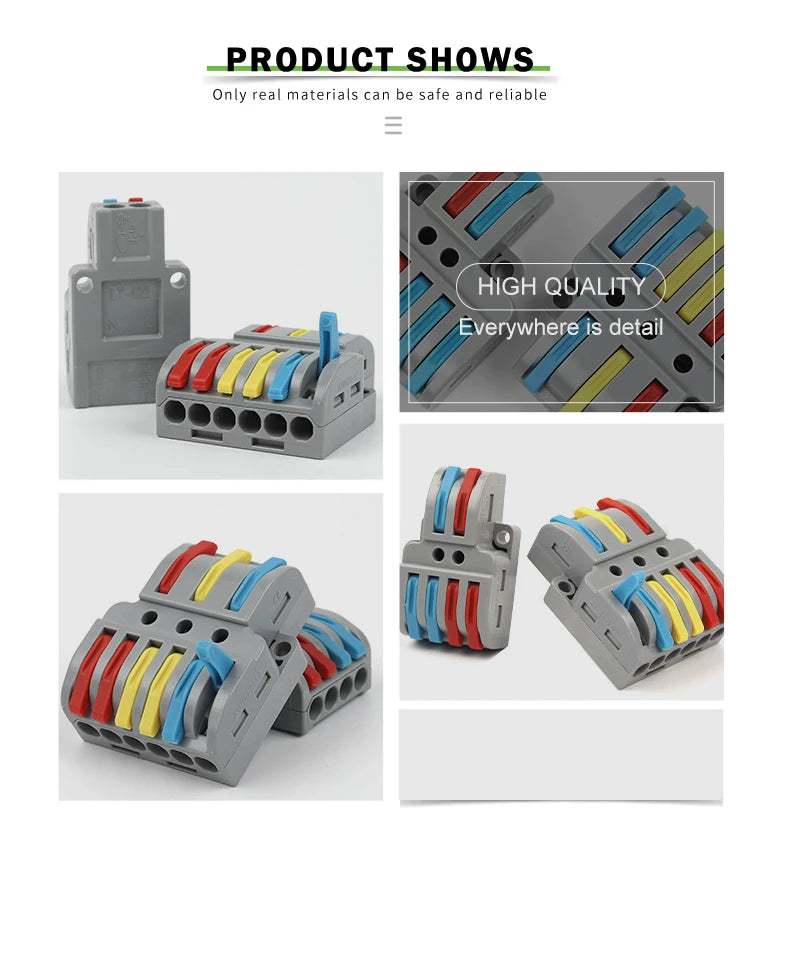 5PCS Wire Connector Multicolour Lever Push-in Electrical Cable Home Connectors LED Junction Box Universal Compact Terminal Block
