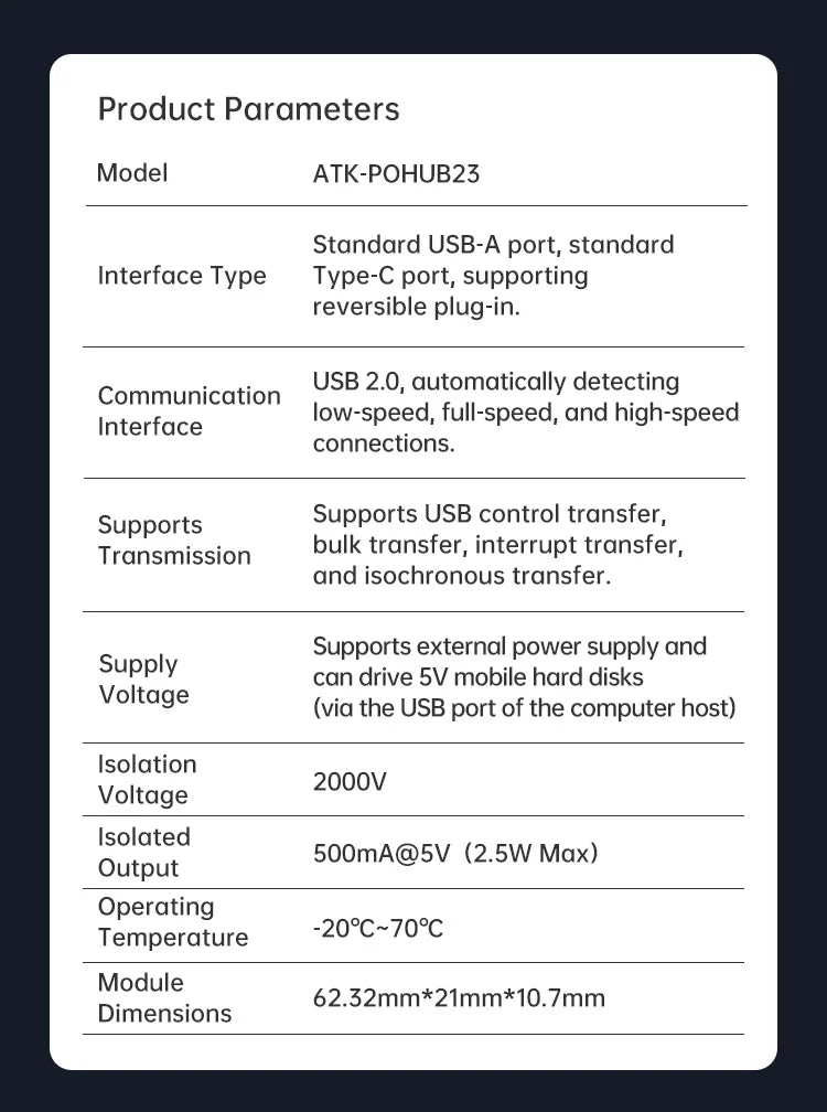 ALIENTEK USB 2.0 High-Speed Isolator HUB23 Industrial-Grade 480Mbps Opto-Coupler Photoelectric Protection Module