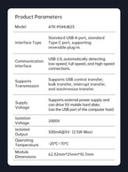 ALIENTEK USB 2.0 High-Speed Isolator HUB23 Industrial-Grade 480Mbps Opto-Coupler Photoelectric Protection Module