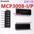 10Pcs MCP3008-I/P DIP-16 SPI Serial Interface IC Analog-to-Digital Converter Chip MCP3008-I/SL