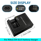 MH-25 EN-EL15 Charger D850 D800 D800E D810 D810E D600E D500 D7000 D7100 D7200 D7300 D7500 D610 D750 V1 Camera Battery Charger
