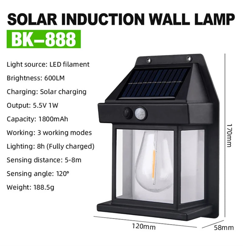 Solar Wall Lights Outdoor Tungsten Waterproof Wireless Motion Sensor Security Lamps Dusk to Dawn Lighting for Garden 1~8PCS 2026