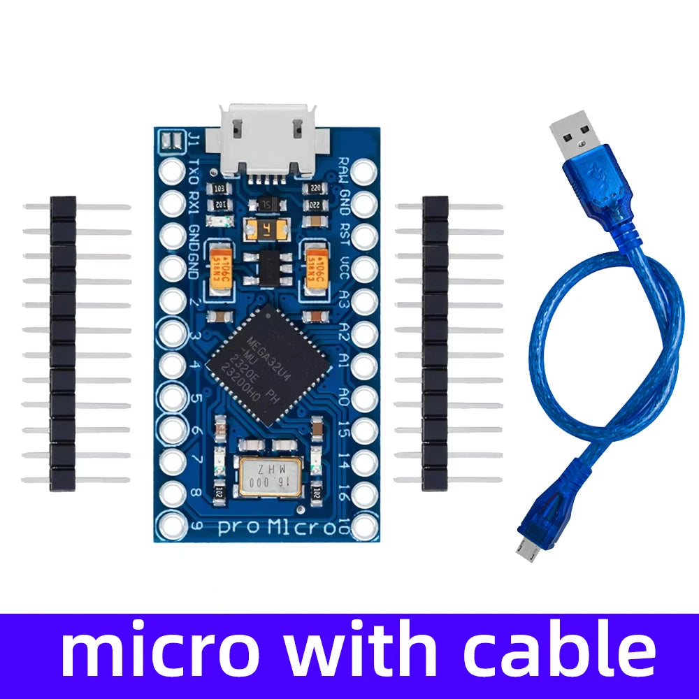 Pro Micro ATmega32U4 5V 16MHz Replace ATmega328 For Arduino TYPE-C  With 2 Row Pin Header For Leonardo Mini Usb Interface Pro