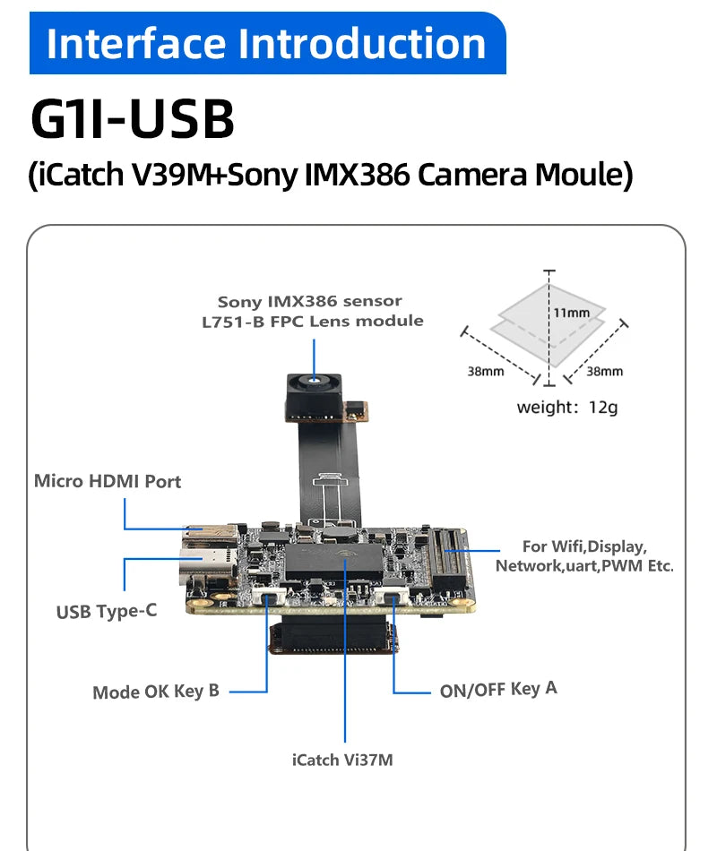IMX386 Camera Module 12MP 4K 1/2.86" Outdoor Bike Helmet FPC Camera Module Wifi Mini Action Camera(Not Surveillance Camera)