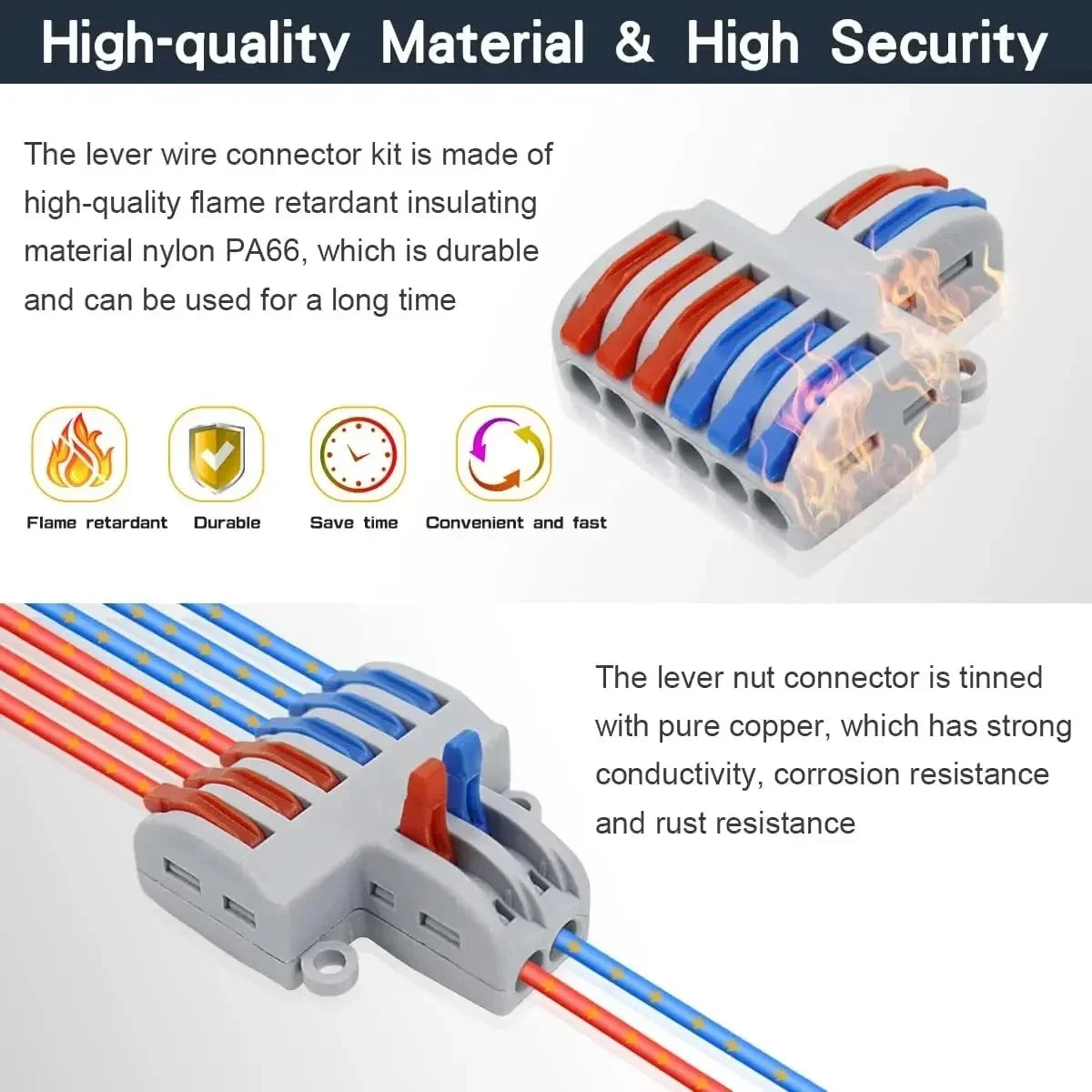 10pcs Compact 1/2/3/4/5 in Multiple Out Wire Connector - Speedy Splicing, 0.08-4.0mm  for Home Wiring Conductor Terminal