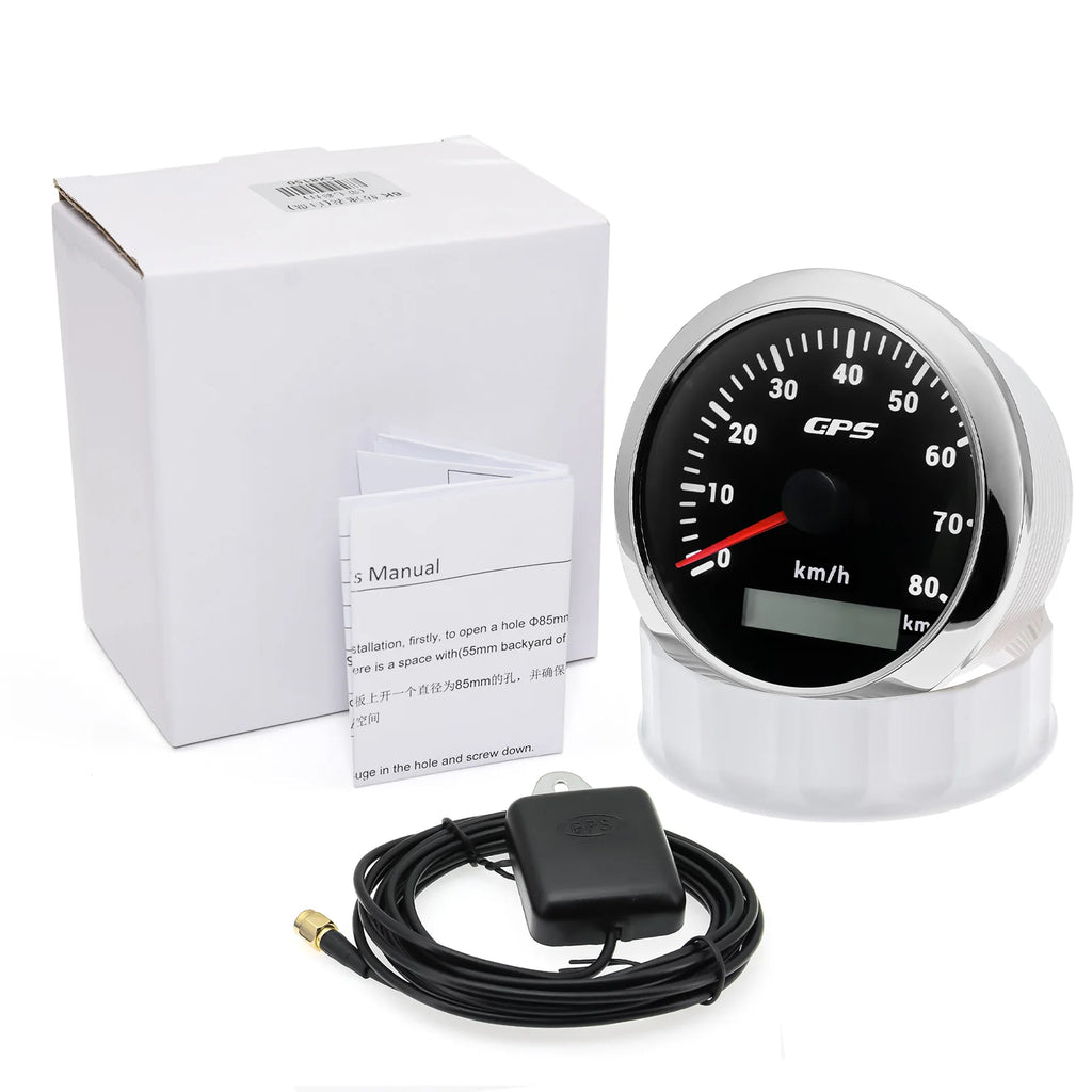 60/120/200KMH 85MM GPS Speedometer Gauge 7 Color Light with GPS Antenna Waterproof Motorcycle Boat Car Truck Speed Gauge Meter