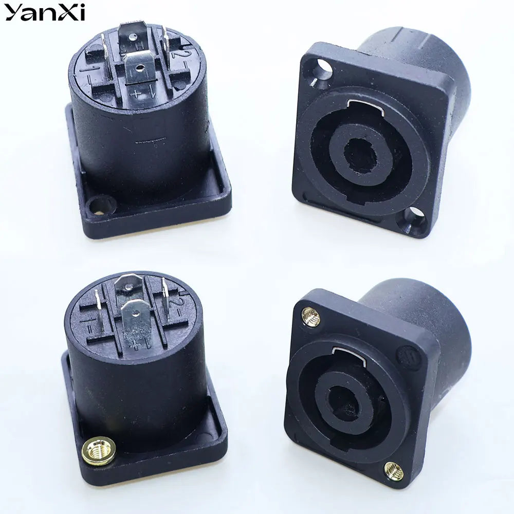 4 Pin Speakon Panel Mount Board Female Jack Socket Connector XLR Audio Cable Wire Adapter Nut Loudspeaker Amplifier Converter