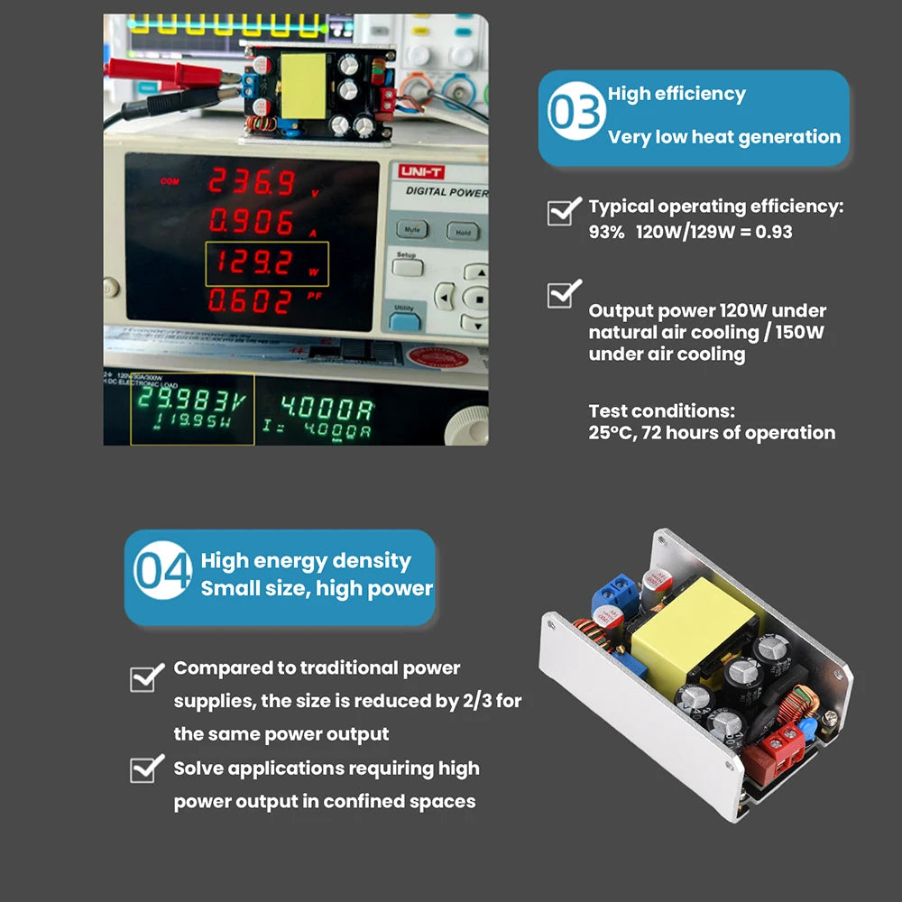 180W/120W High-Power Switching Power Supply Module Board AC190-265V to DC 9V-30V/AC100-265V To DC 9V-30V Adjustable Power Module