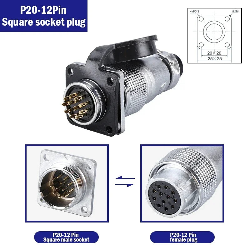 PLS20 Aviation Connector 2/3/4/5/6/7/8/9/10/12Pin Air Carrier Male Female Plug Connector WS20 TP20