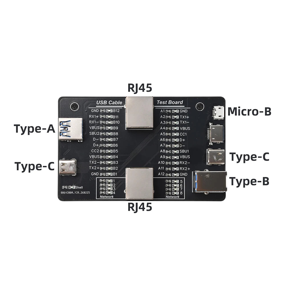 Multifunctional Data Cable Tester USB3.0/3.1/3.2 Type-C 24Pin Cable Detector Support Lightning Micro RJ45 Type-B Cable Test Tool