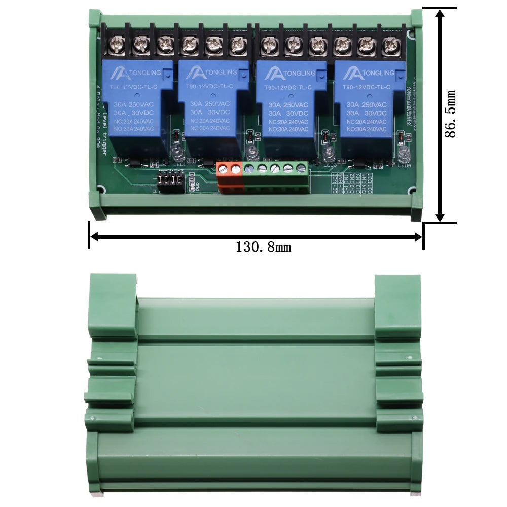 1 2 4 Channel Relay Module 30A With Optocoupler Isolation 1 Way 5V 12V 24V Supports High And low Triger Trigger