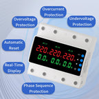 GTRIC Over Under Voltage Protection Device Three-Phase 380V AC Undervoltage Protection 63A Current and Voltage Protection Relay