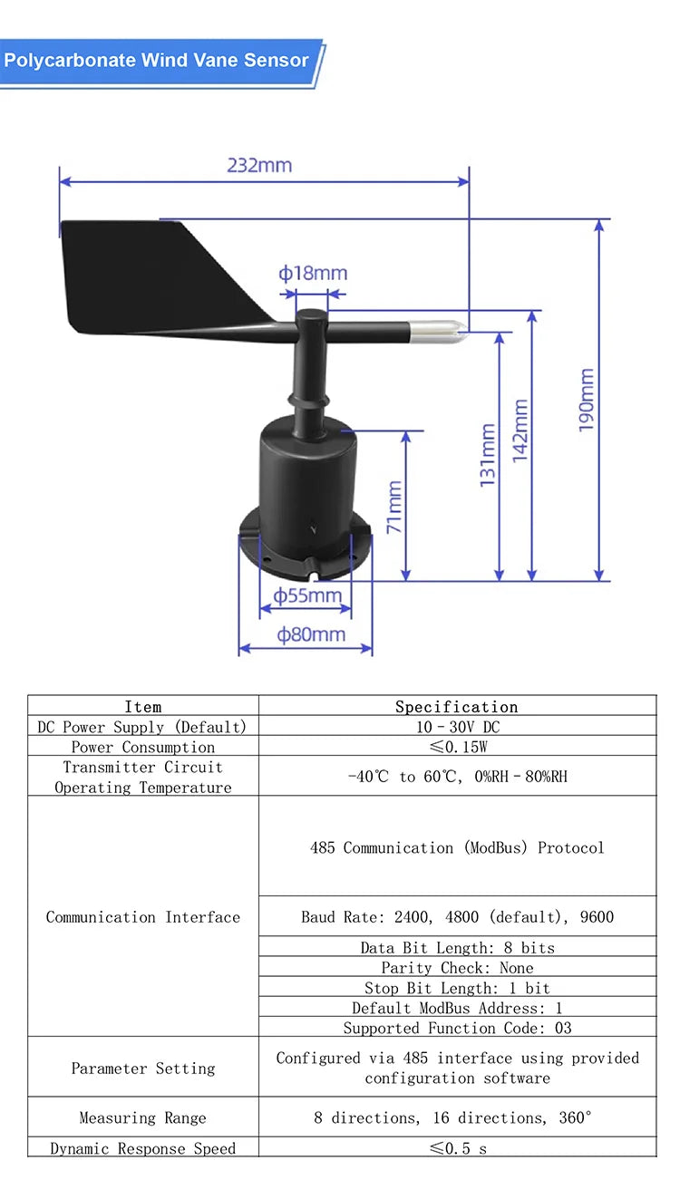Ultrasonic Wind Sensor Anemometer Module 0‑2V 5V 10V 4‑20mA RS485 NPN PNP Multi‑Output Industrial Weather Station Sensor