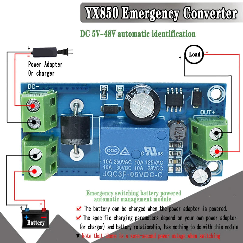 1-10PCYX850 Power failure automatic switching standby battery lithium battery module 5V-48V universal emergency converter XCW
