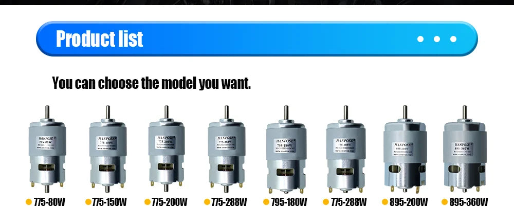 775 795 895 Electric spindle Motor 0.2-0.98N.m For Drill 80-360W 3000-12000RPM with two ball bearing Rated DC12-24 Universal