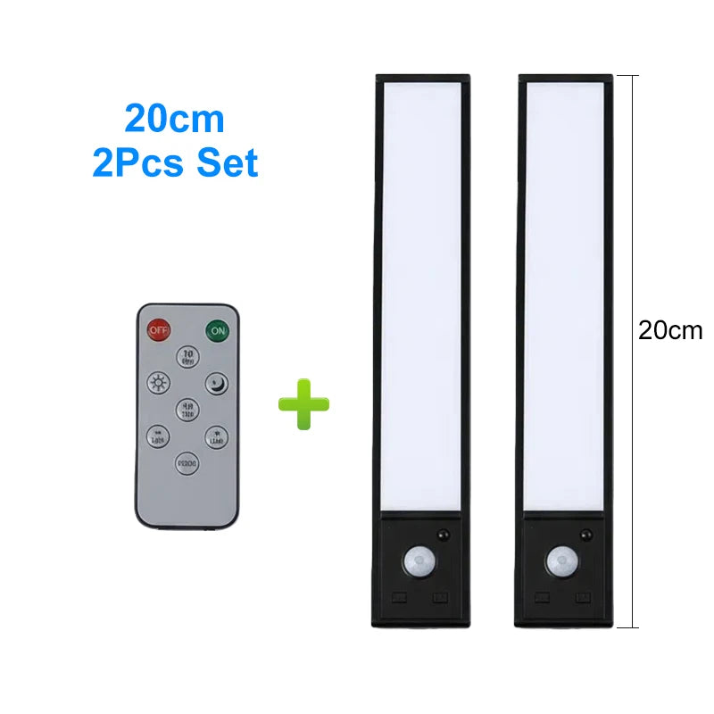 2Pcs Set Ultra-Thin LED under Cabinet Light 20/30cm Magnetic Rechargeable Motion Sensor for Kitchens Closets Workshops