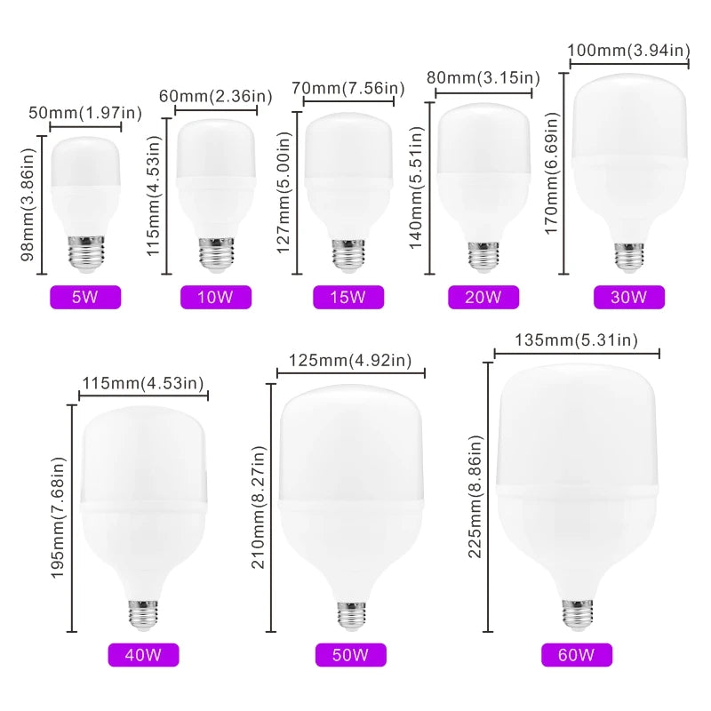 Lampada LED Bulb E27 60W 50W 40W 30W 20W 15W 10W 5W LED Light 220V No Flicker LED Lamp Spotlight Lighting Ampoule Bulb