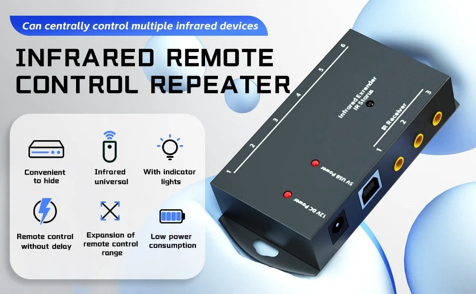 Infrared Repeater Extender Kit, Hidden IR Remote Extender Set, Suitable for Remote Control Extender Kit of Infrared Devices-LD