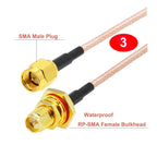 RP-SMA Male to Waterproof SMA Female Bulkhead RG316 Cable 50 Ohm RF Coaxia Pigtail WIFI Router Antenna Extension Cord Jumper