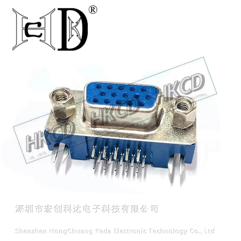 5pcs DB15 DR15 FEMALE PCB Mount CONNECTOR RIGHT ANGLE D-Sub 3Rows Blue Parallel Port CONNECTORS 15Pin 15 Pin VGA Socket Adapter
