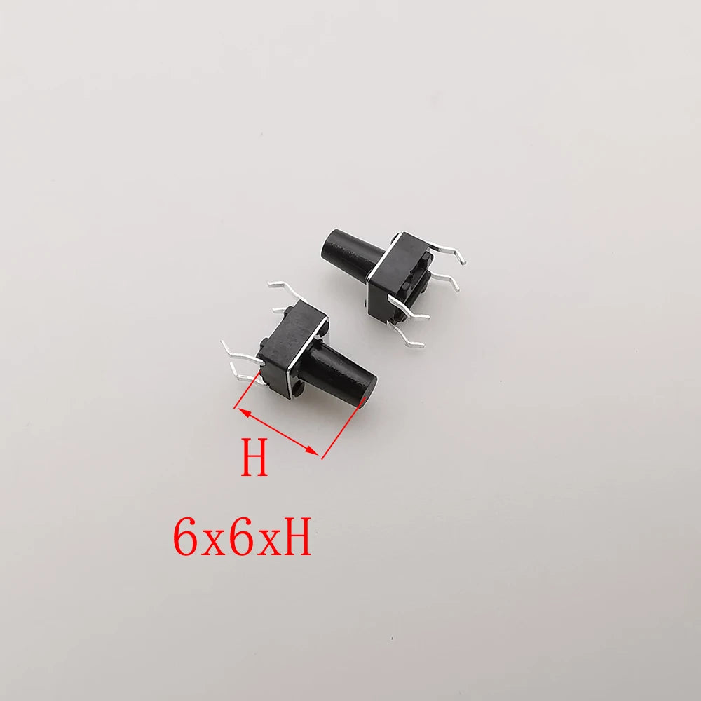 50Pcs Tactile Tact Mini Push Button Switch 6x6mm 4Pin PCB Panel Momentary Self-Reset Tact Switch 6x6x4.3/5/6/7/8/9/10/11/12/13mm