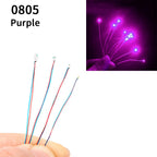 10pcs/Bag 0805 1206 SMD Lamp Wired Micro Litz Led Pre-Soldered Chip Wired 3V Railway Model Toy Light DIY Leads Wires 30cm