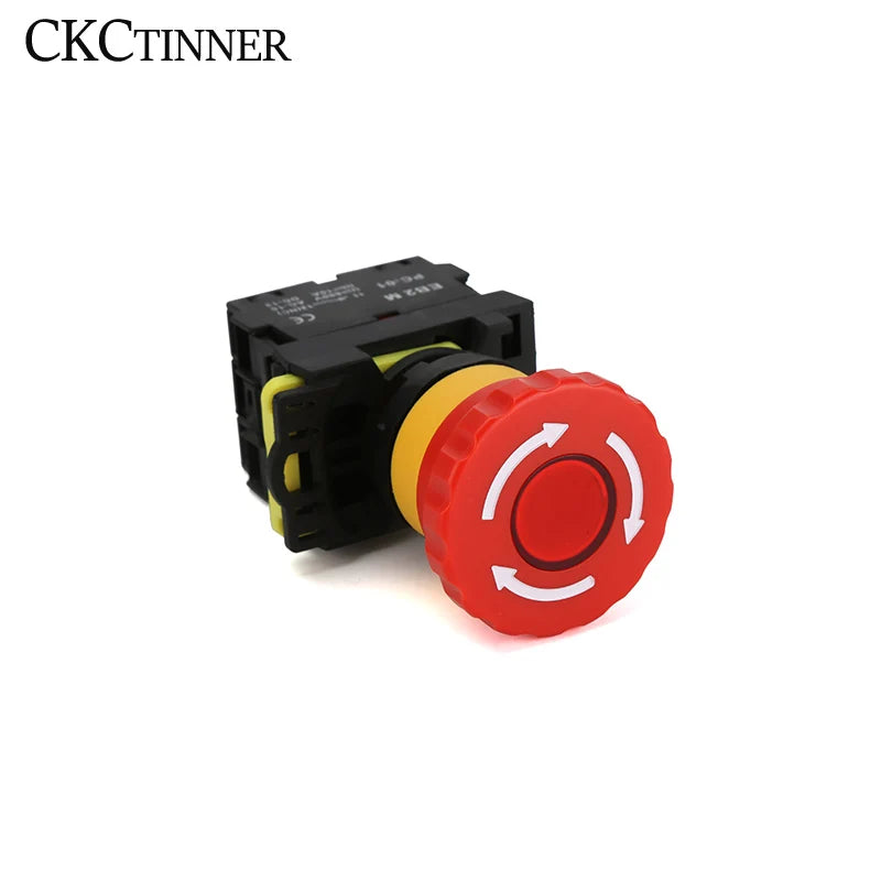 EB2M-C-01ZS Mushroom Cap Emergency Stop Rotary Switch 22mm Waterproof 10A Current Self-locking Button With lamp 10A AC 660V