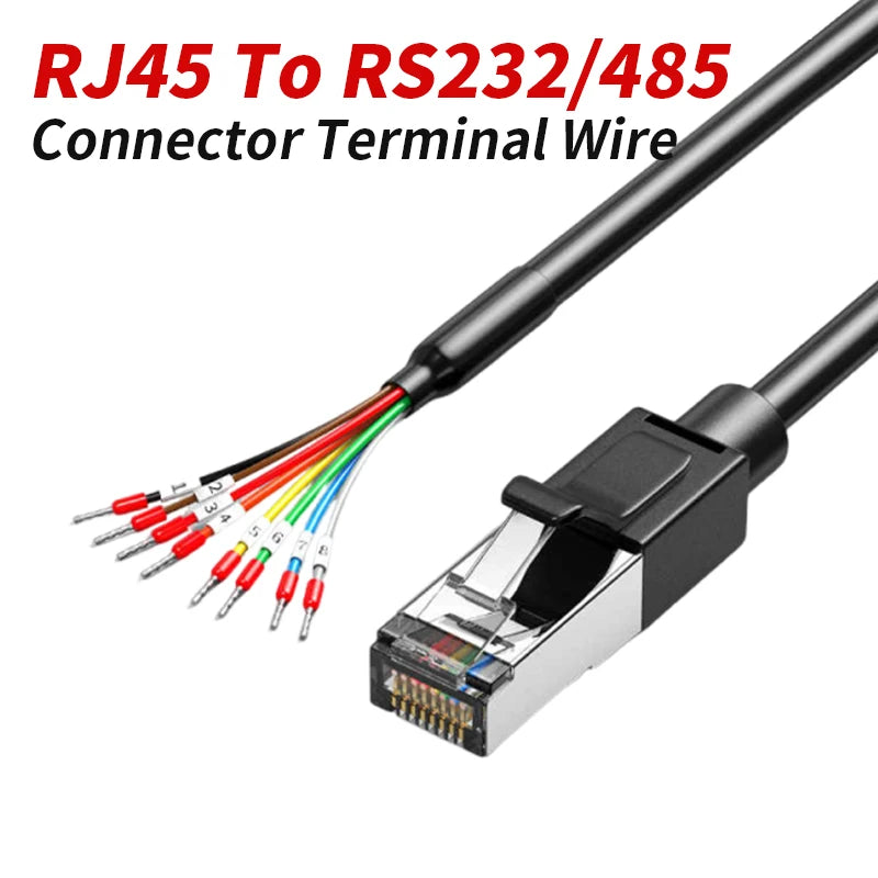 RJ45 to RS485/232 Terminal Block Cable 8P8C Single Switch Network Port Debugging Line PLC Serial Port Shielding Connection Wire