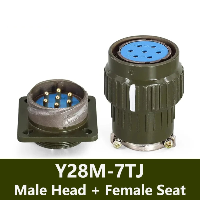 Y28M Fixed Type 28mm Aviation Plug Socket 4/7/8/10/12/14/19/24/32/37Pin Industrie Fast Buckle Male Female Connector Army Green