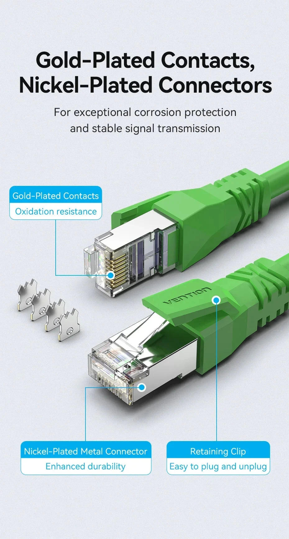 Vention Cat6A Bulk Ethernet Cable 10Gbps SFTP Cat 6A Patch Cord for ADSL PLC Servo Motor Ethernet Swicth PC RJ45 Networking Wire