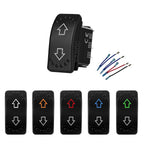 UP DOWN ARROWS Momentary Rocker Switch 7P (ON)-OFF-(ON) DPDT Retractive Switch + Wires for Car Boat Marine Vehicle Yacht Ship