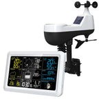 7.5" VA Wireless Tuya Weather Station Auto Alarm Clock Temp-Humidity UV Wind Speed Rainfall Meter Solar Panel Forecast Sensor