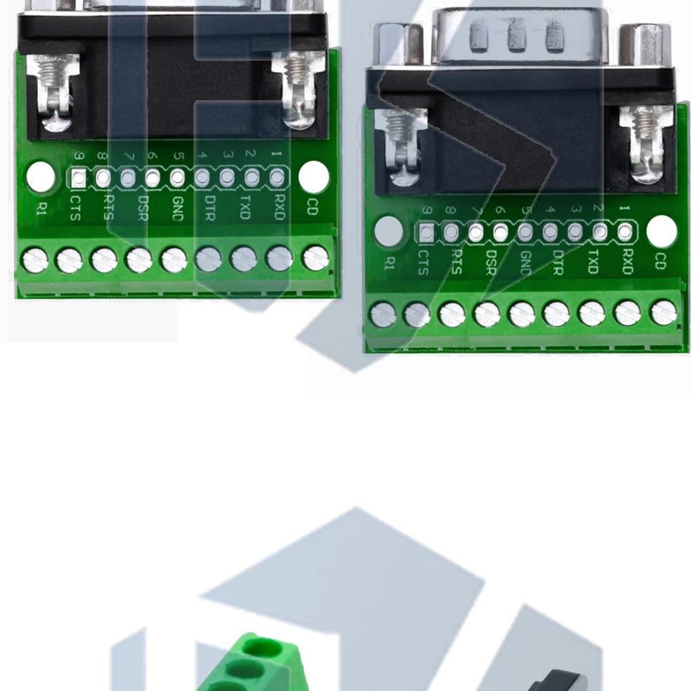 DB9 RS232 Serial Breakout Board: 9-Pin Solderless Connectors (Female & Male) – Terminal Adapter