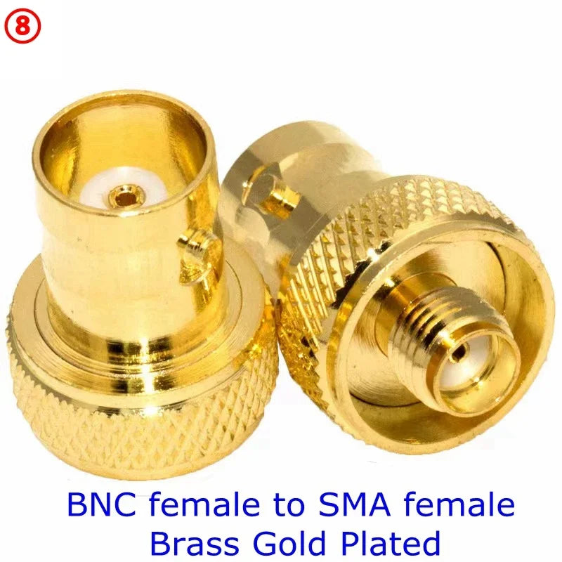 2PCS SMA To BNC Q9  Male Female Disc RF Adapter Center Flange&Bulkhead Connector 50ohm Wire Terminals Brass Nickel Plating
