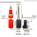 5/10PCS 4mm Banana Socket M3*45 Binding Post Nut Banana Plug Jack Electrical Connector Terminal DIY Parts