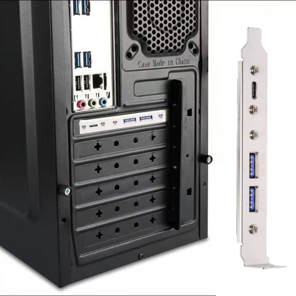 USB3.0 and USB C Female Header Panels to Motherboard 20-pin & Type-E Motherboard Extension Cable Adapter with 12cm PCI-E Bracket