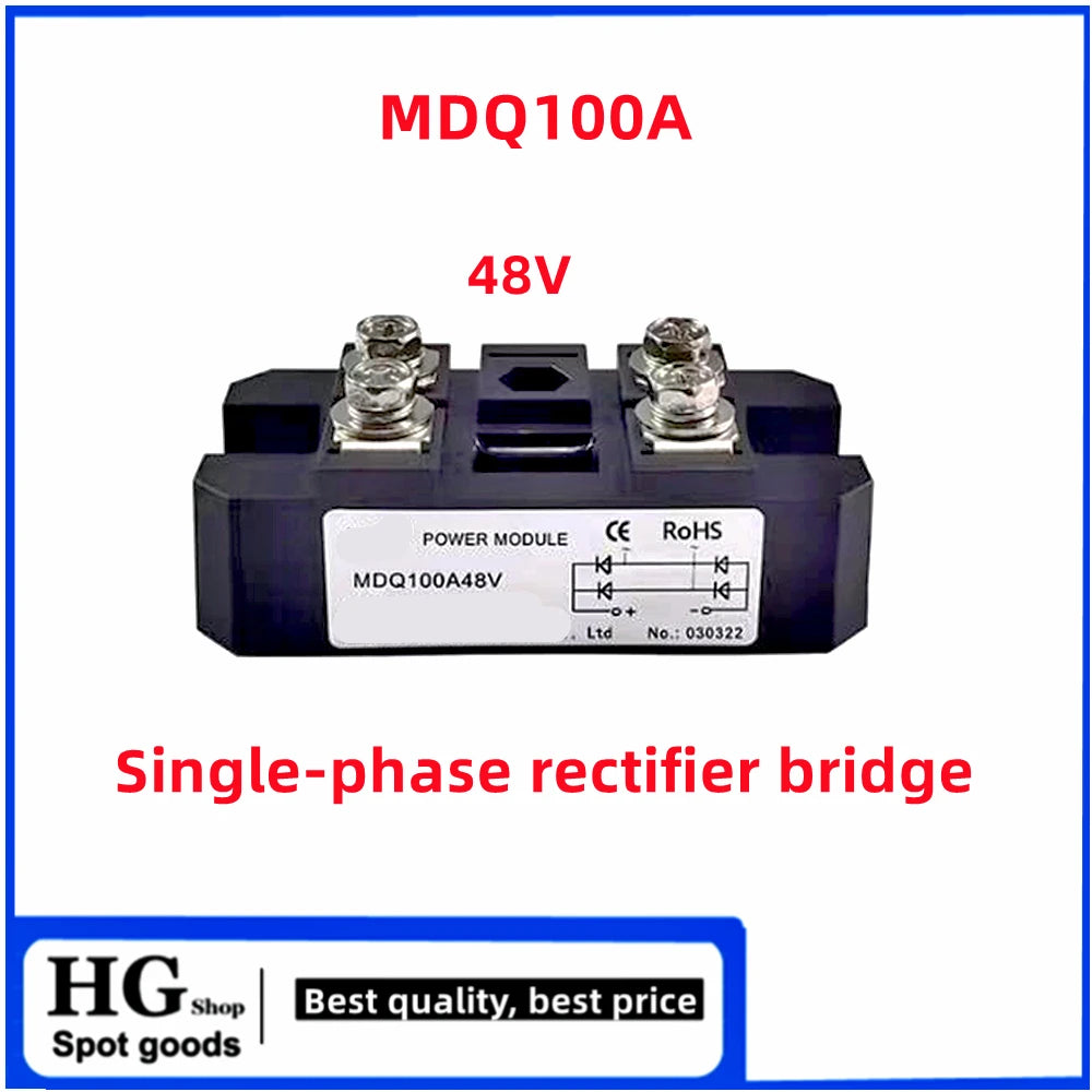100A MDQ100A-12V 24V 36V 48V 60V 220V 600V 800V  1000V 1200V 1600V MDQ100A single-phase rectifier bridge AC-DC module 100Amp 160