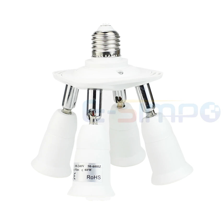 1/3/4/5 in 1 E26 E27 to 3/4/5 E26 E27 Edison Screw LED Lamp Bulb Base Splitter E27 Light Socket Holder Adapter Extender