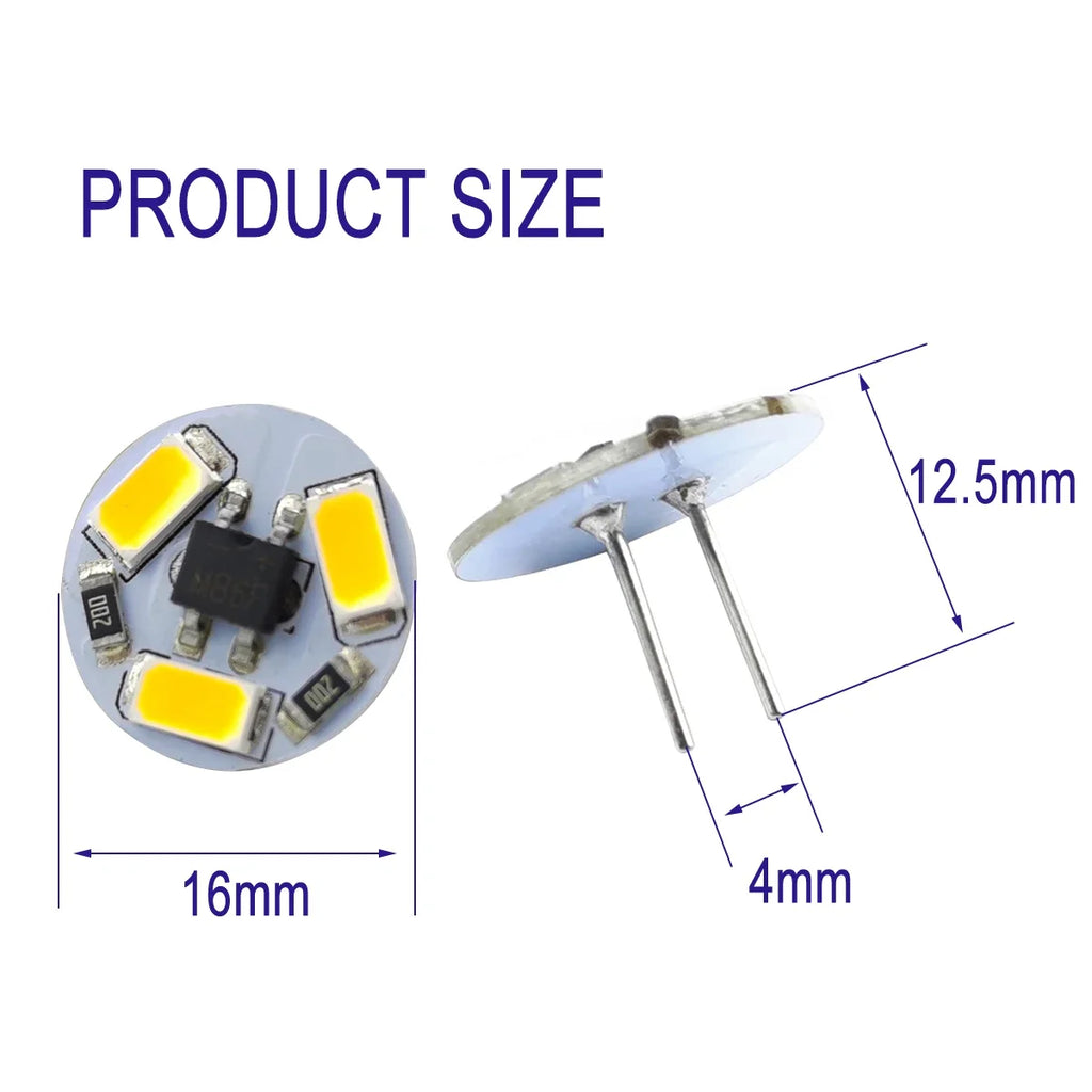 5pack LED G4 Round Range Hood Bulb 12v SMD5730 3Leds Boat Light Bulb Lamp Replace Halogen Lighting Lights Spotlight