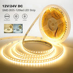 5mm 8mm PCB Led Strip Light 1 LED Cut 12V 24V 5m 2835 SMD 120LEDs/m High Brightness Flexible Tape LED Lighting Ribbon for Home