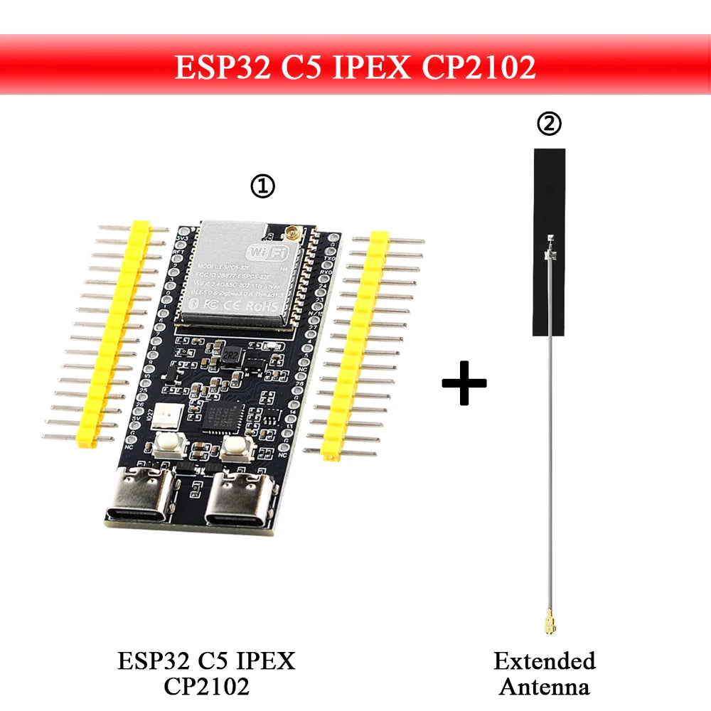 CP2102 ESP32-C5 Development Board Dual-frequency 2.4G and 5GHz WiFi Module ESP32-C5-DevKitC-1 4MB Flash WIFI6 Extended Antenna