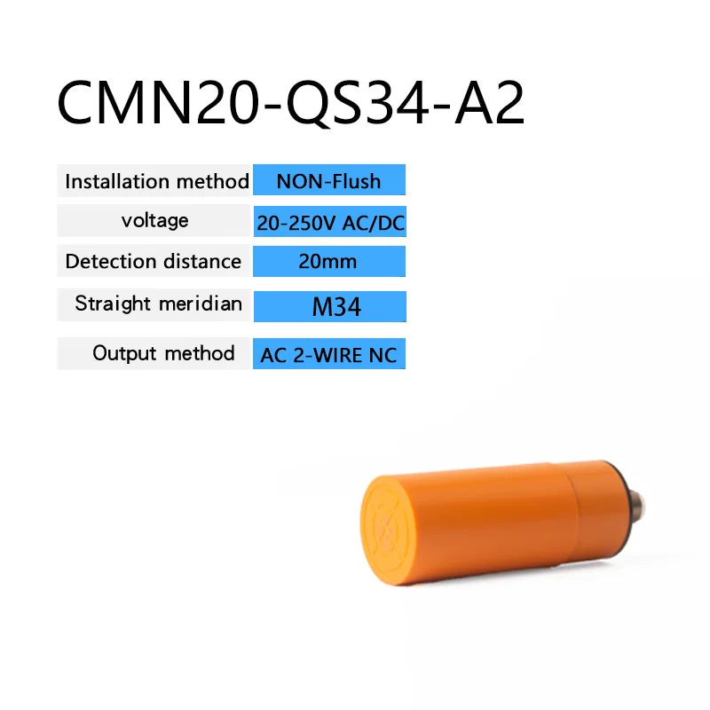 M34 Capacitive Proximity Sensor NPN PNP NO NC 20mm Detection Distance Feed Sensor Without Thread DC10-30V Proximity Switch
