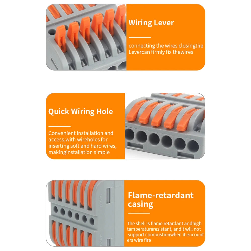 Quick Press Type Electrical Wire Connector Push-in Lever 2-12 Pin Compact Wiring Terminal Universal Splitter Cable Connectors