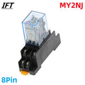 MY2P HH52P MY2NJ Relay Coil General DPDT Micro Mini Electromagnetic Relay Switch with Socket Base LED AC 110V 220V DC 12V 24V