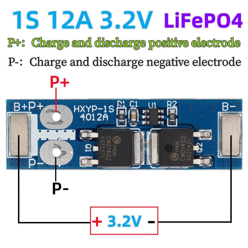 BMS 1S 12A 16A 24A 3.7V LiFePO4 Lithium Battery Protection Board 18650 4.2V Charging Voltage/Short Circuit/Overcharge Prevention