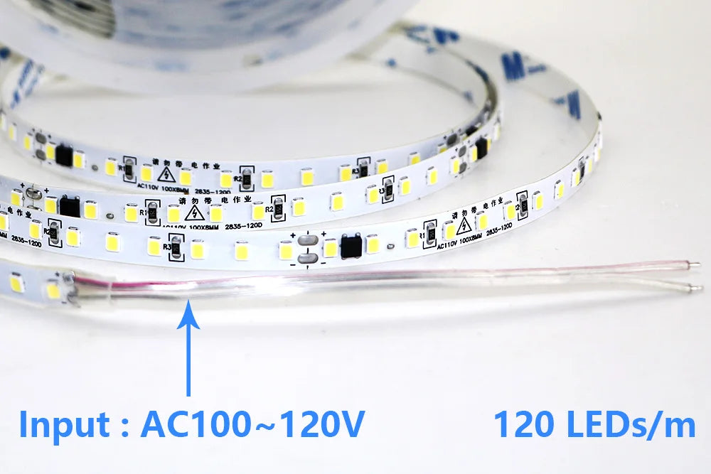 110V 220V LED Strip 2835 120LEDs/m Home Lamp Strip Red Ice Blue Green Yellow Pink 120V 230V Flexible Cuttable 20M Soft Light Bar