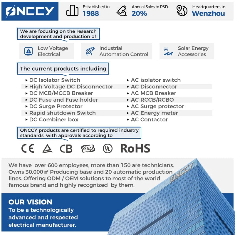 ONCCY 50KA AC SPD ,T1+T2 Class, 2P Surge Protector,AC 275V 230V 220V Din Rail House Surge Protector，Remote Signal Optional
